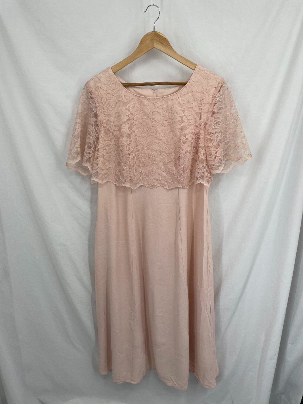 Vintage Early 1990s Jeffrey & Dara Pink Lace Overlay Dress